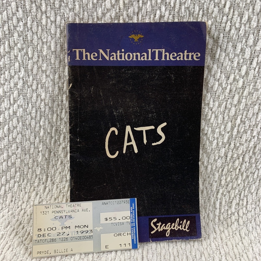 Cats at The National Theatre December 1993 Playbill W/ Ticket Vintage Chanel Ad